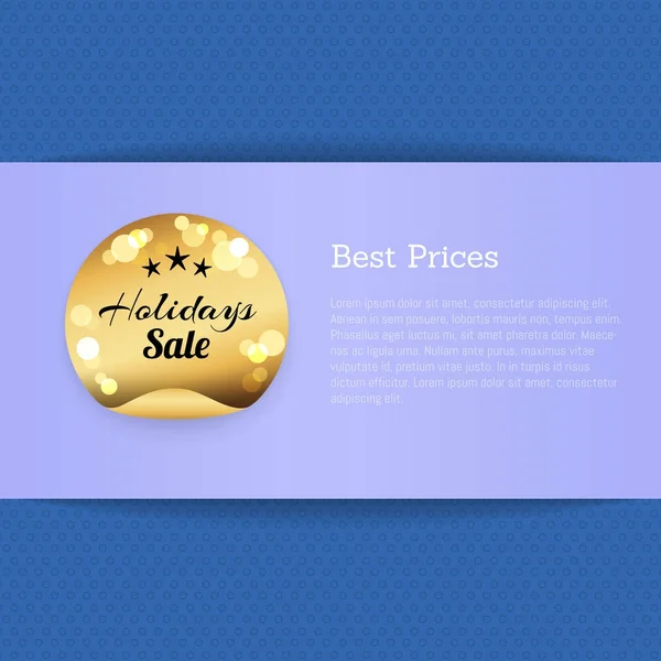 Verkoop Vakantiewoningen gouden Label met sterren, beste prijzen — Stockvector