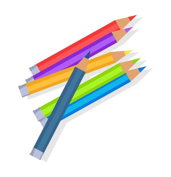 Colorful Pencils Mixed in Pile Vector Illustration — Stock Vector