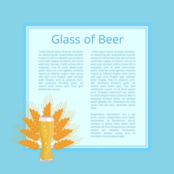 Glass of Beer Background Wheat Poster with Text — Stock Vector