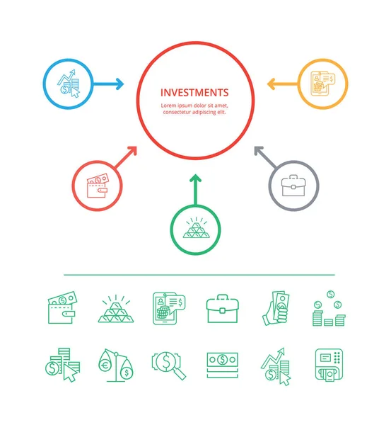 Visualización de Inversiones Vector Ilustración — Archivo Imágenes Vectoriales