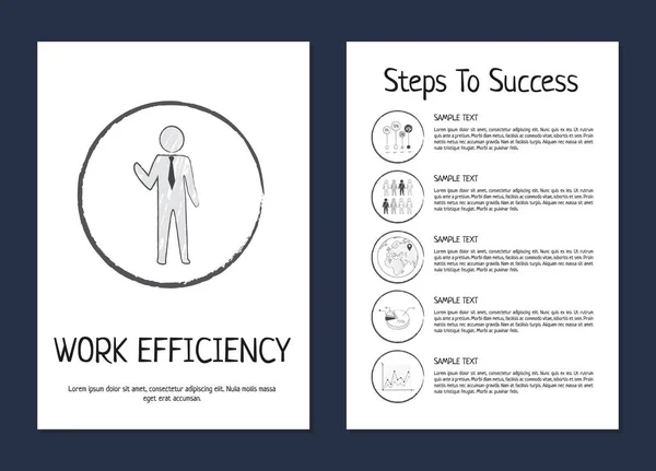 Work Efficiency and Steps to Success Poster Black — Stock Vector