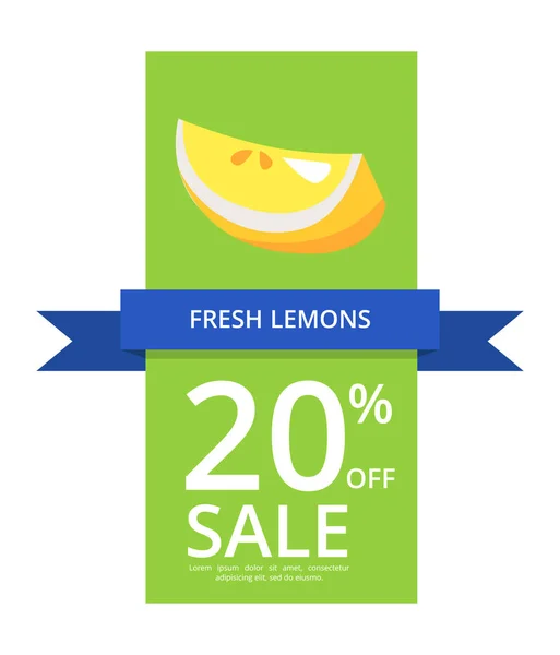 Fresh Lemons 20 Off Sale Vector Illustration — Stock Vector