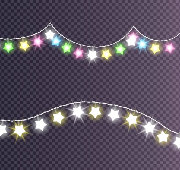 Garland Made of Shining Big Small Glittering Stars — Stock Vector