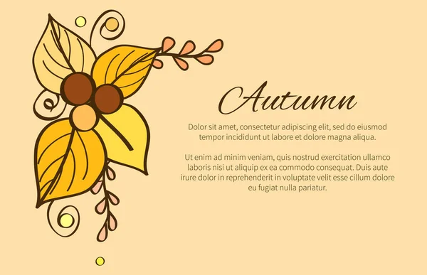 黄色和橙色叶子的秋天海报, 装饰 — 图库矢量图片