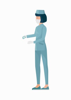 Mavi üniforma simge vektör çizim hemşire