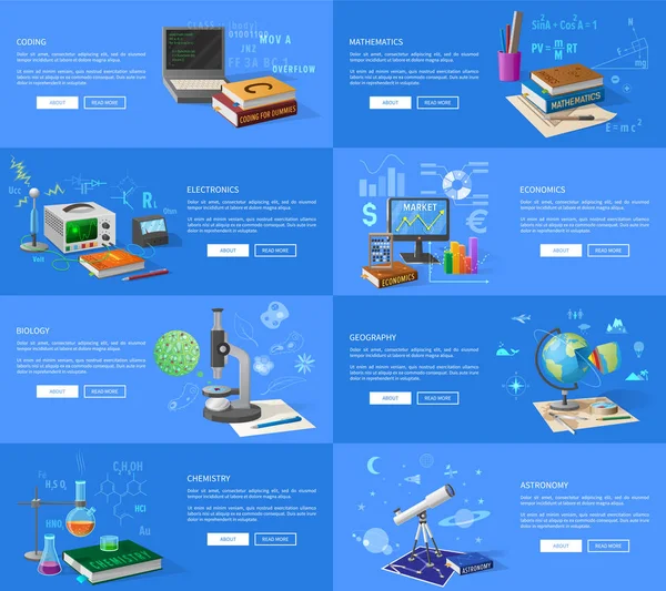 Assuntos Educativos Páginas Informativas da Internet —  Vetores de Stock