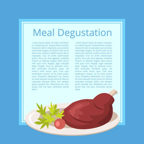 Vlees degustatie vectorillustratie op blauw. — Stockvector