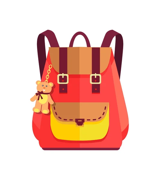 Plecak dla dziewczynki z misiem Ładna, duża kieszeń — Wektor stockowy