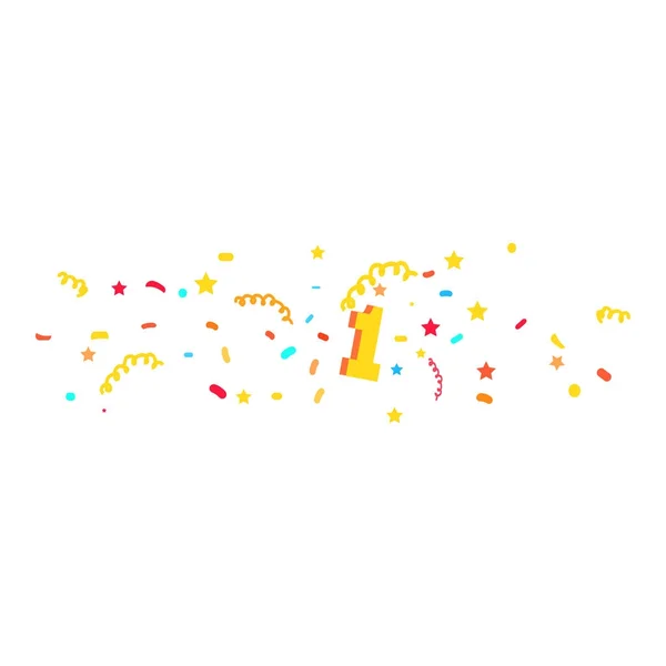 Première place avec vecteur de confettis colorés — Image vectorielle