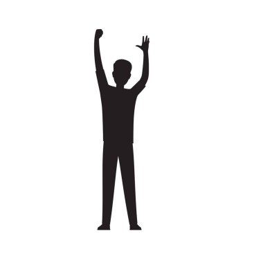 Adam siluet kırmızı flama çizim ile