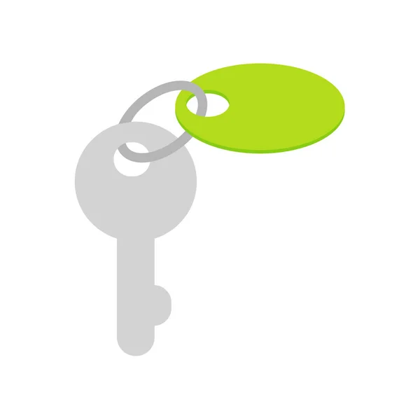 Klíč s cetku na klíčence plochou vektorové ikony — Stockový vektor