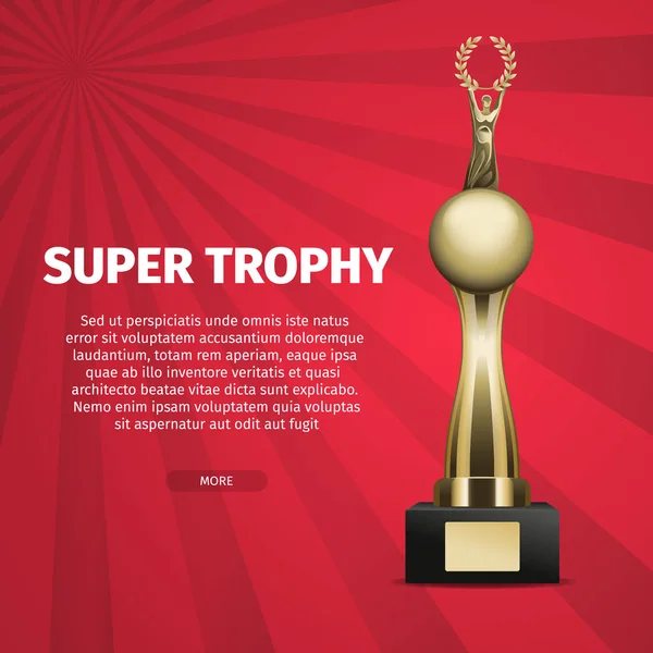Super Trophy vektor Web Banner med Golden Cup — Stock vektor