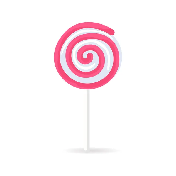 Swirl Spiral Lollipop Candy Isolated on White Icon — Stock Vector