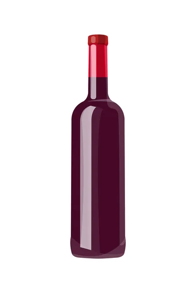 Closeup of Bottle with Wine on Vector Illustration — Stock Vector