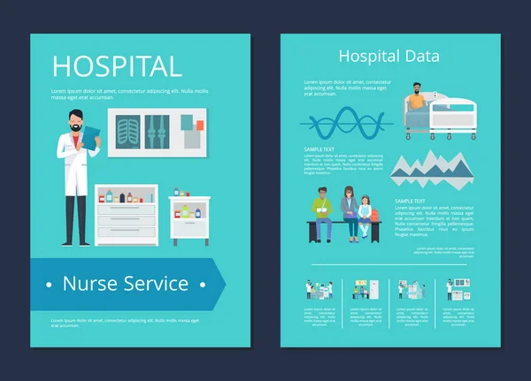 Illustration vectorielle des services infirmiers de données hospitalières — Image vectorielle