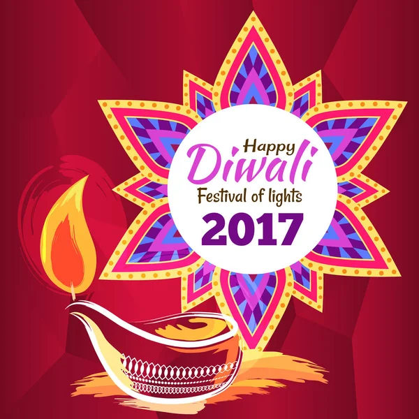 Happy Diwali Festival of Lights 2017 Poster — Stock Vector
