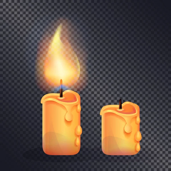 Dos velas de cera sobre fondo transparente — Vector de stock