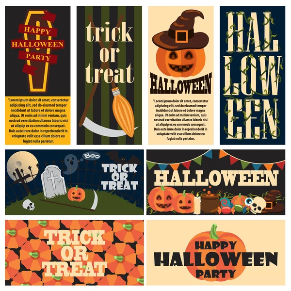 Vintage fiesta de Halloween Carteles promocionales Collage — Vector de stock