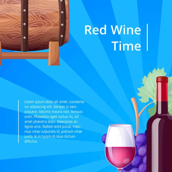Векторная иллюстрация плакатов Red Wine Time — стоковый вектор
