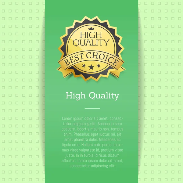 Premio de alta calidad Mejor Opción Vector Banner Texto — Vector de stock