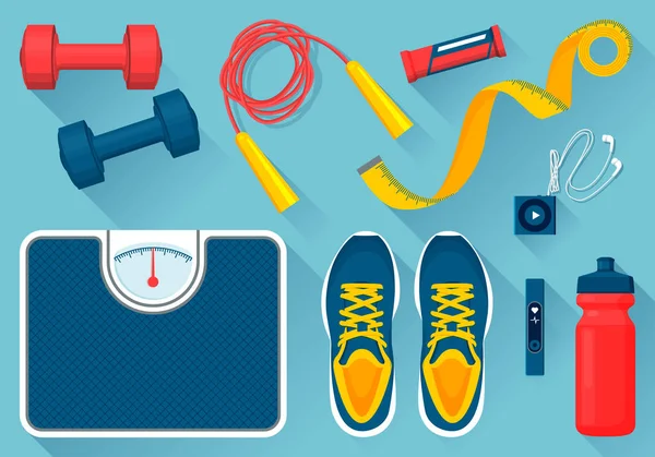 Handige apparatuur voor Fitness illustraties Set — Stockvector