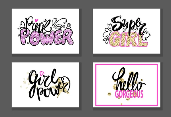 Pink Power Super Girl Stiker Graffiti yang cantik - Stok Vektor