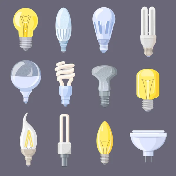 Collection of Light Bulbs on Vector Illustration — Stock Vector