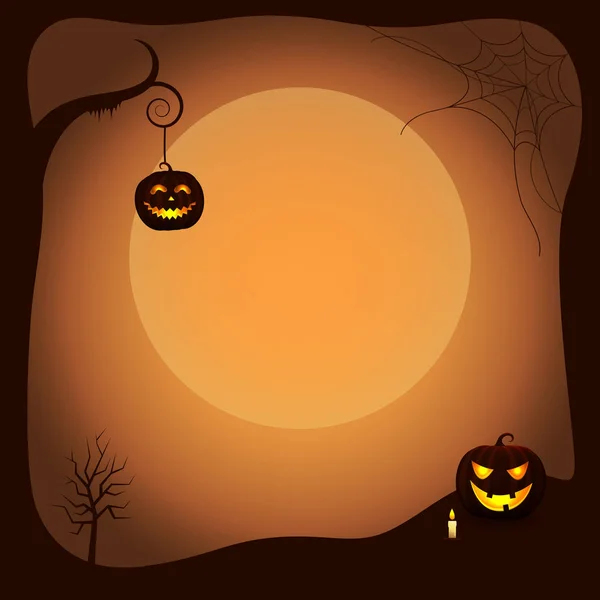 Halloween Poster achtergrond met lumineuze pompoenen — Stockvector