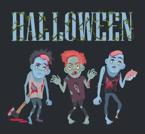 Halloween mit Zombies auf Vektorillustration — Stockvektor