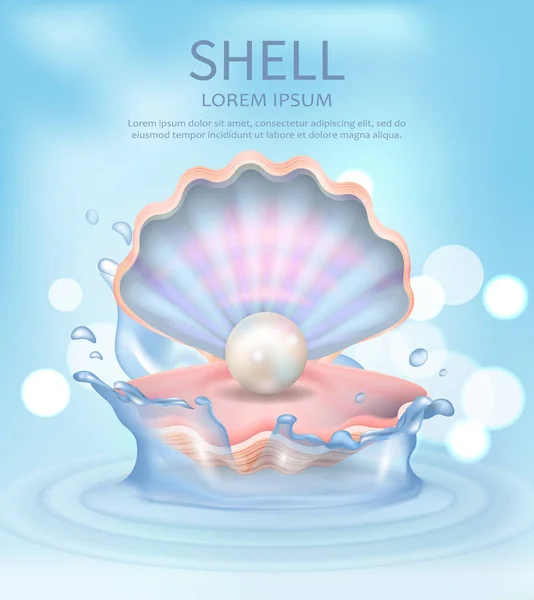 Cartel elegante de Shell con ilustración de vectores de texto — Archivo Imágenes Vectoriales