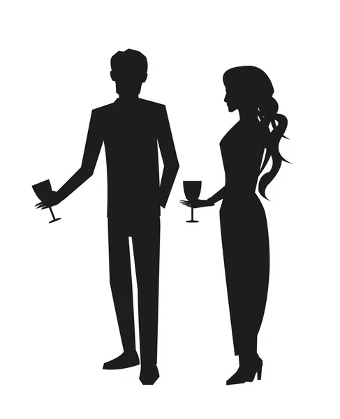 Mann im Anzug und Frau im Kleid Vektor Illustration — Stockvektor