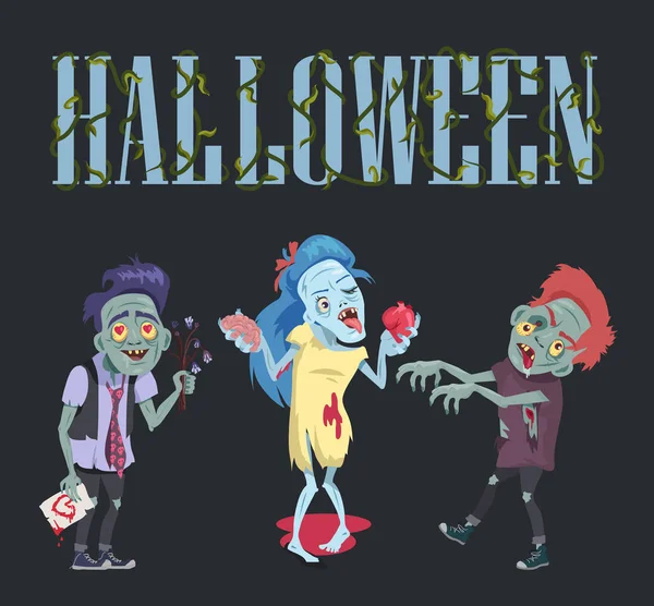 Halloween plakát s zombie vektorové ilustrace — Stockový vektor