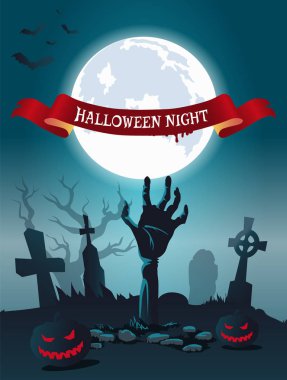 Halloween gece korkunç Poster vektör çizim