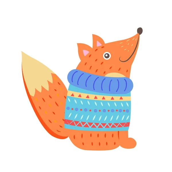 Смолящий лис в свитере — стоковый вектор
