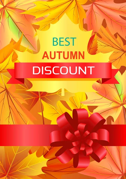 Besten Herbst Rabatt Promo-Poster mit Luxus-Schleife — Stockvektor