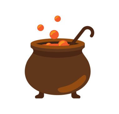 Cadı kazanı vektör çizim üzerinde closeup