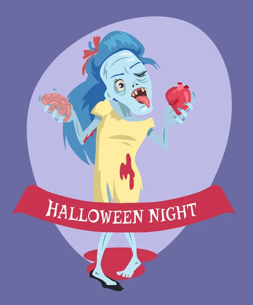 Вектор зомби в ночь Хэллоуина — стоковый вектор