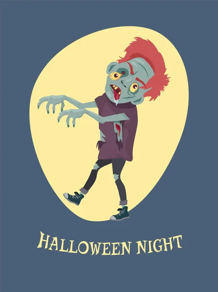 Вектор зомби в ночь Хэллоуина — стоковый вектор
