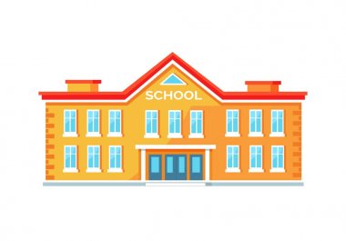 Renkli tuğla okul binası vektör çizim