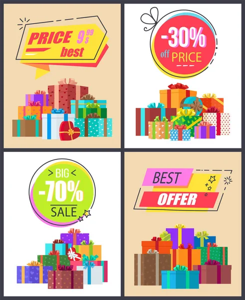 Total Sale Best Prices Discount Final Offer Labels — Stock Vector