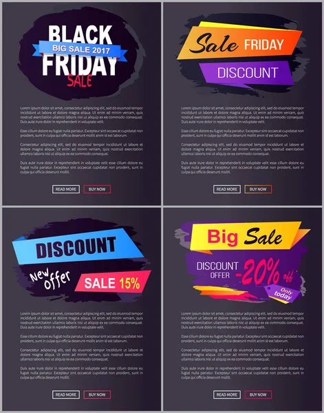 Grande vente 2017 Black Friday Remises Nouvelle offre Advert — Image vectorielle