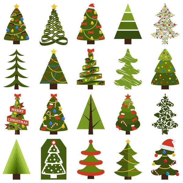 Árboles de Navidad en estado natural y decorados — Vector de stock