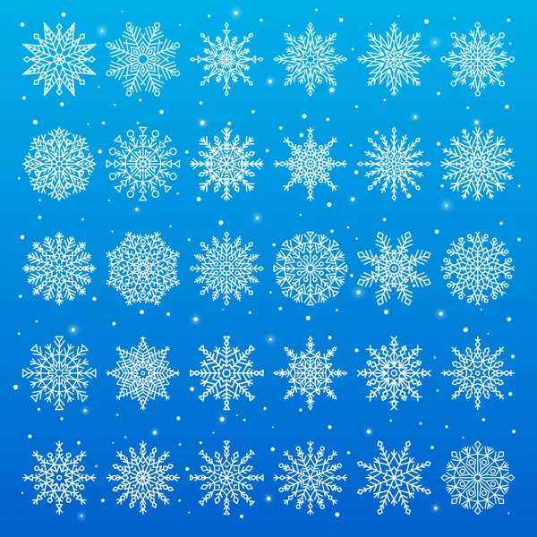 Zbiór różnych płatki śniegu na ilustracji wektorowych — Wektor stockowy