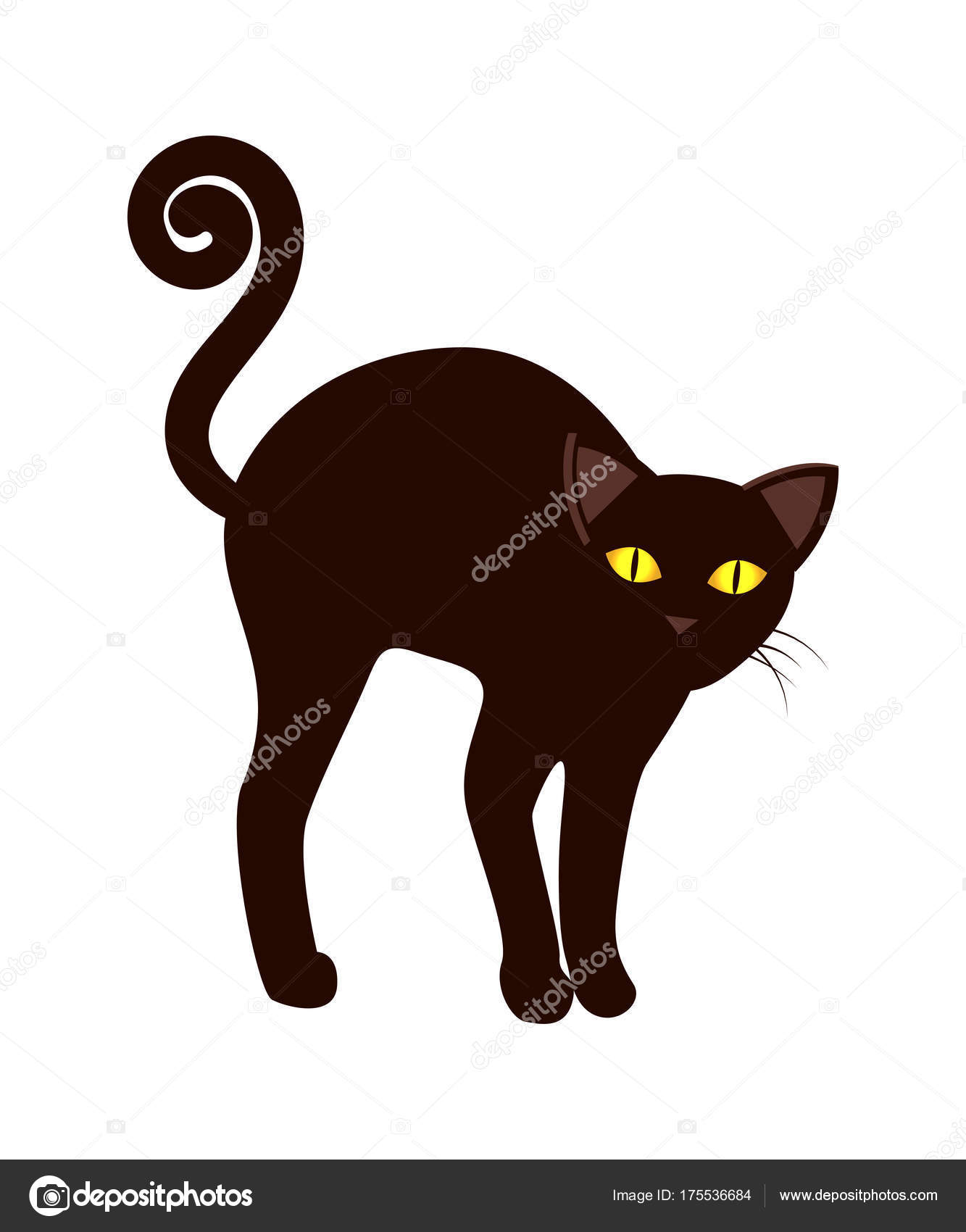 Chat Noir Avec Longue Queue Symbole Vecteur Dhalloween