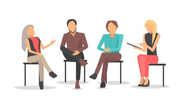 İş eğitim oturup insanlar ve konuları görüşmek