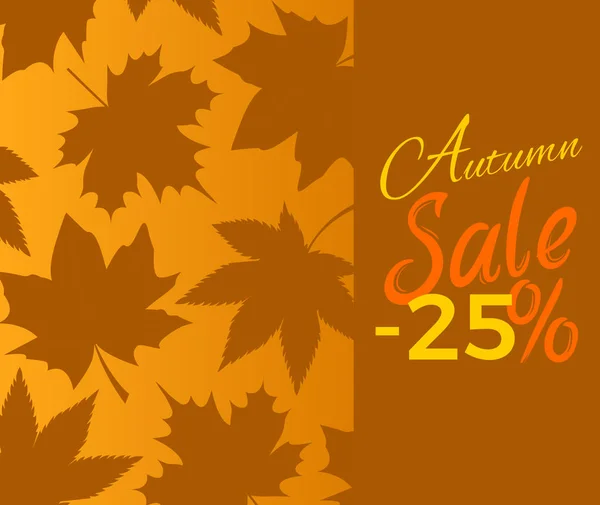 Herbst Verkauf -25 off Zeichen mit braunem Laub Text — Stockvektor