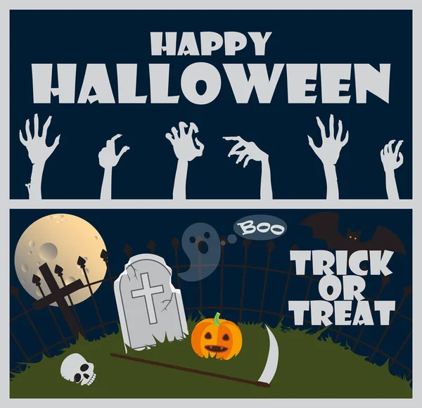 Boldog Halloween fogás vagy élvezet vektoros illusztráció — Stock Vector