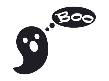 Küçük sevimli hayalet diyor Boo siyah siluet
