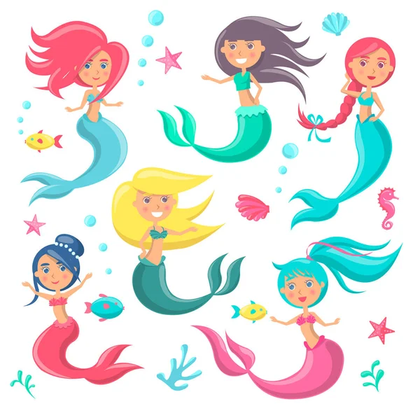 Schöne Meerjungfrauen Icon Vektor Illustration — Stockvektor