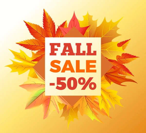 Fall Sale -50 off Icon Vector Illustration Poster — Stock Vector